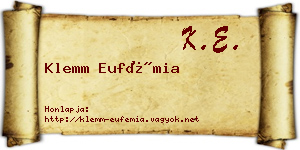 Klemm Eufémia névjegykártya
